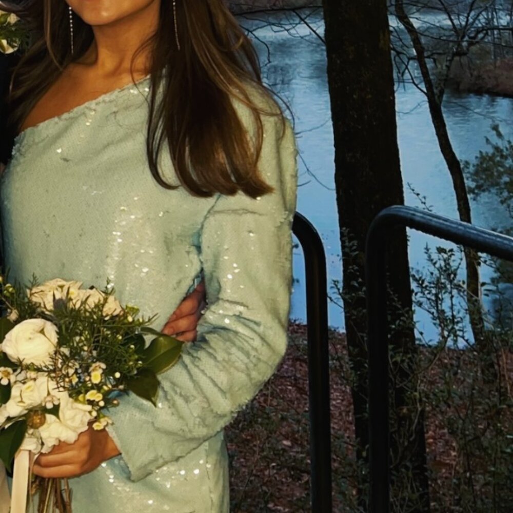Sabina Musayev Light Blue Sequin Dress